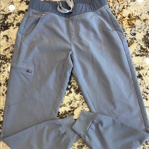 Figs Blue Zamora Women's Joggers with Elastic Waistband and Tapered Leg